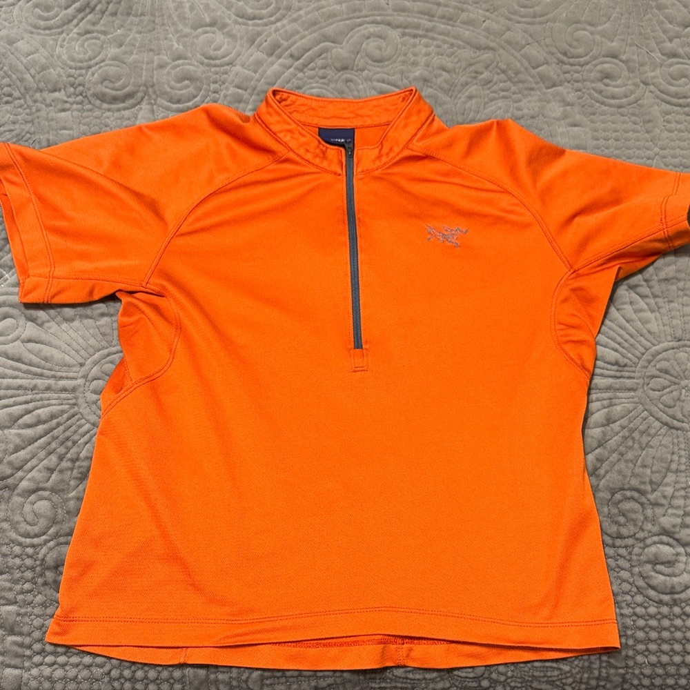 Arc'teryx Orange Short-Sleeve Half-Zip Active Top
